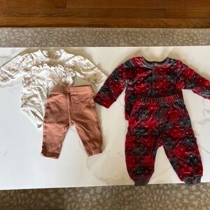 3-Piece Baby Outfit Set in Rust, Cream & Red Floral